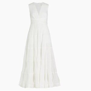 Zimmermann Postcard Pleated Midi Dress White Ivory AU1